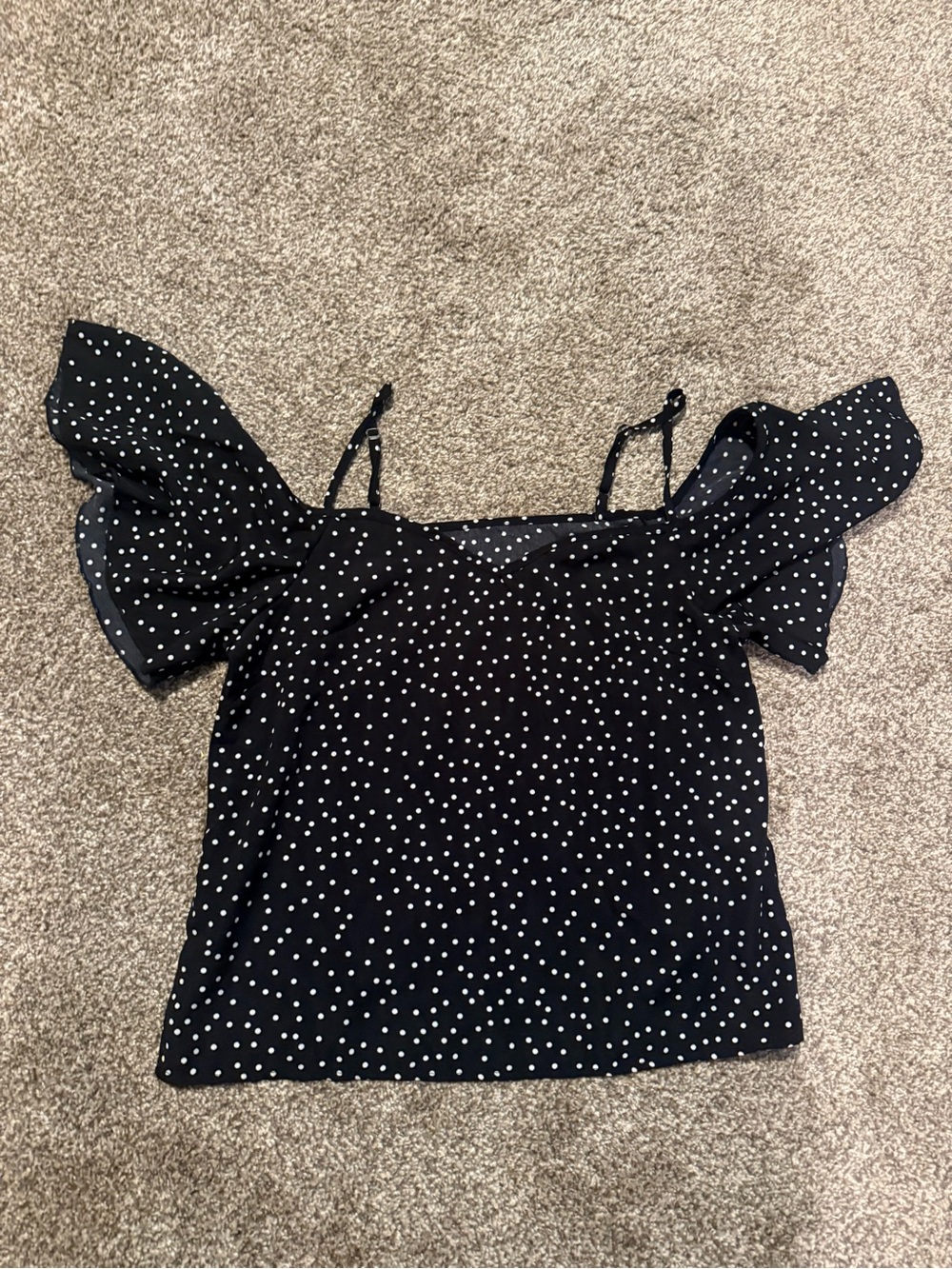 Source Unknown Black Polka Dot Off-Shoulder Camisole